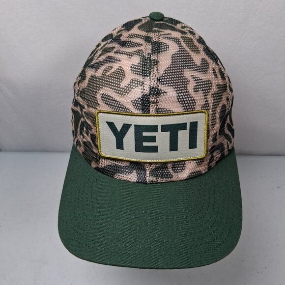 YETI Coolers Cap Hat Camo Mesh Snap Back Camouflage Green Hunting Hunt Outdoors - Picture 2 of 10